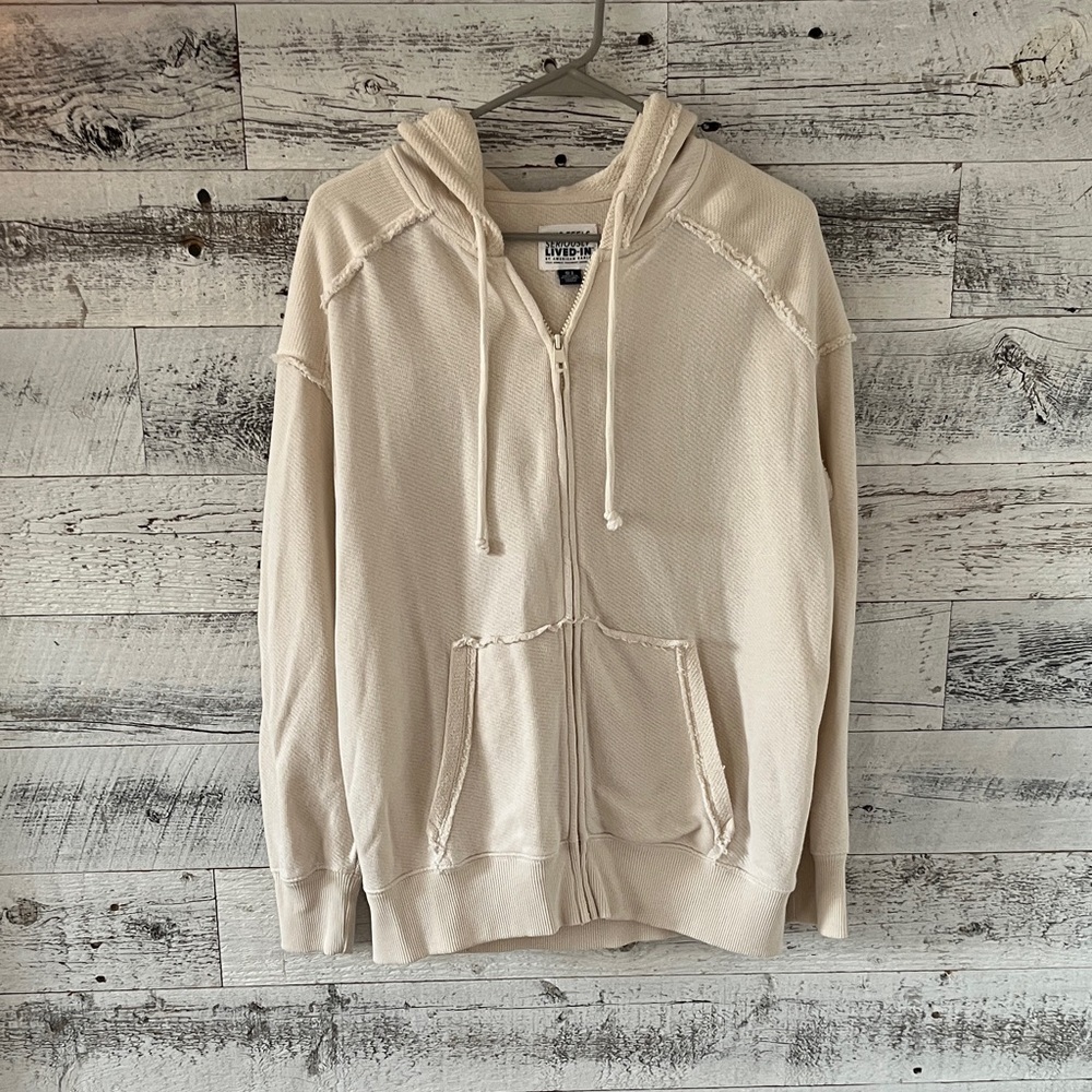 American Eagle Outfitters Women's Cream Zip-Up Hoodie